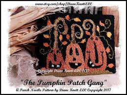 Three Jack O Lanterns Punch Needle Pattern Instant Etsy Punch Needle Pattern Punch Needle Embroidery Punch Needle