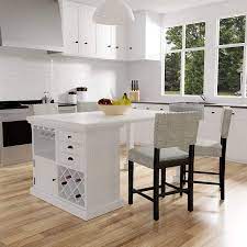 Bar table with 3 storage shelves, 47.2 pub desk table counter height kitchen island for kitchen dining room, oak & white 5.0 out of 5 stars 1 $139.99 $ 139. Buy Modern Antique White Counter Height Kitchen Island Table Contemporary Wood Natural Finish Drawers Wine Storage Online In Indonesia B07zzbb2cy