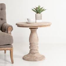 One Allium Way Mendes Solid Wood Pedestal End Table Wayfair In 2020 Wood Pedestal Rustic Side Table Table