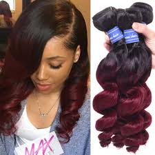 Few more bonus weaves hairstyles for black girls. Amazon Com Wholesale Price Peruvian Loose Wave Hair T1b 99j Ombre Human Hair Weave 3 Bundles Black To Red Wine 2 Tone Color Spring Loose Curly Hair 16 18 20 Inch T1b 99j Beauty