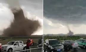 The tornado was filmed by worried residents as it formed near a. Drivers In China Film Terrifying Footage Of Tornado Near Their Cars Daily Mail Online