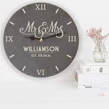 Personalised Wedding Clock Personalised Slate Clock Mr And Etsy Personalized Clocks Personalized Wedding Gifts Wedding Gifts