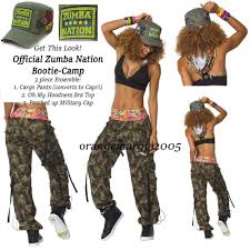 details about zumba nation 3pc set mashed up cargo capri