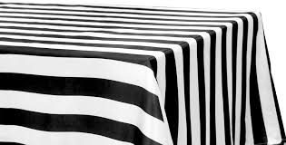 Black And White Striped Tablecloth Stripe Satin Rectangular Tablecloth 90x132 Black White As Low As 13 99 Striped Tablecloths Black And White Table Cloth