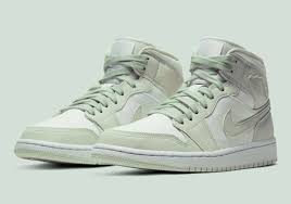 Nike Air Jordan 1 Mid White Pink And Black Trainers Nike Air Jordan 1 Mid Spruce Aura In 2020 Air Jordans Pink And Black Jordans Nike Jordan