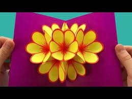 Article by i heart crafty things. How To Make A Flower Pop Up Greeting Card New Year Greeting Cards Youtube Pop Up Flower Cards Flower Cards Pop Up Cards