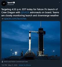 The rocket launched from the kennedy space center in cape canaveral, florida at 7:27 p.m. Spacex Launch Delay Bad Weather Stops First Launch Of Nasa Astronauts From Us In 9 Years Science News Express Co Uk