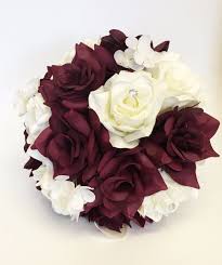 Maybe you would like to learn more about one of these? Artificial Rose Hydrangea Bouquet Deep Burgundy Wine Ivory Wedding Theme Ebay