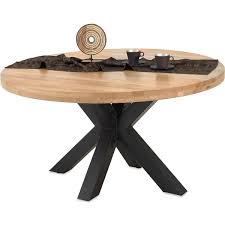Runder esstisch, massivholz nussbaum cognac, durchmesser 110 cm, ausziehbar mit 4 einlegeplatten, platz für 14 personen. Esstisch Star 140 Cm Rund In Eiche Massiv Metall Mobel Ideal