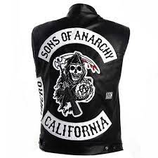 Jackson Jax Teller Sons Of Anarchy Leather Patches Vest Distressed Leather Jacket Leather Jacket Men Celebrity Jackets