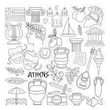 Dover publications is the publisher for the popular creative haven coloring books for adults. Ancient Greece Vector Elements In Doodle Style For Coloring Pages Travel History Music Food Wine Stock Vector Illustration Of Helmet Pattern 89597771