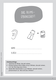 Fortgeschrittene kinder, die das reimen verstanden und den wortschatz gefestigt haben, durften mit mir reimsätze erfinden. Grundschule Unterrichtsmaterial Deutsch Phonologische Bewusstheit Phonologische Bewusstheit Uben Reime Ubungsheft