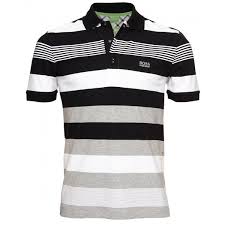 Black And Grey Striped Polo Shirt Wide Striped Hugo Boss Green Paddy Polo Shirt Hugo Boss Mens Outfits Green Polo Shirts