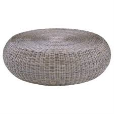 Kingsley Bate Ojai Coastal Beach Grey Woven Wicker Outdoor Round Coffee Table Round Coffee Table Outdoor Coffee Tables Wicker