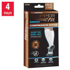 Copper Fit Unisex Compression Sock 4 Pair Costco