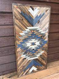 Navy Rustic Tribal Wood Wall Art Etsy Wood Wall Art Mountain Wood Wall Art Picture On Wood