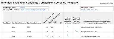 11 Free Interview Evaluation Forms Scorecard Templates