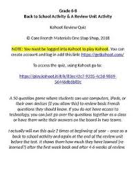 Adjust timer options depending on complexity of question Grade 6 8 Core French Basics Review Kahoot Quiz Link Core French French Basics Core