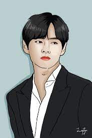 Bts Kim Tae Hyung Illustration Vector Portrait Illustration Diy Canvas Art Painting Diy Canvas Art