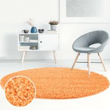 Teppich Shaggy Flauschiger Hochflor Wohn Teppich Einfarbig Uni In Pastel Orange Fur Wohnzimmer Schlafzimmer Rechteckig Rund Ceres Webshop