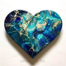 9 Heart Solid Wood Resin Art Abstract Art Resin Etsy Resin Art Resin Painting Box Art