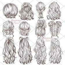 Hairstyles Clipart Hair Set Digital Download Custom Hairstyles Hair Clip Art Character Hair Fashion Girl Gift Planne Girl Hair Drawing Hair Clipart Hair Sketch