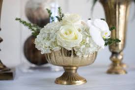 Gold Lita Metal Vase Compote Accent Decor Gorgeous Antiques Flower Arrangements