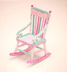 Whimsical Pink Green Colorful Rocking Chair 1 12 Dollhouse Miniature Furniture Hand Painted Wa Whimsical Painted Furniture Colorful Rocking Chair Rocking Chair