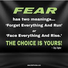 One, forget everything and run. Zig Ziglar Gives Uplifting Quote About Fear Zig Ziglar Quotes Fear Quotes Fear Has Two Meanings