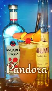 Pandora 2 Cl Bacardi Razz 1 Cl Galliano Vanilla Liqueur 2 Cl Mango Syrup 15cl Passion Fruit Juice Fruit Cocktails Cocktails Vodka Bottle