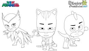 Dibujos para imprimir y colorear. Dibujos Para Colorear Pj Masks Heroes En Pijamas Dibujos Animados