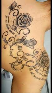 Rose Back And Shoulder Tattoo With Kids Names Rose Tattoo With Name Tattoos With Kids Names Tattoos With Names
