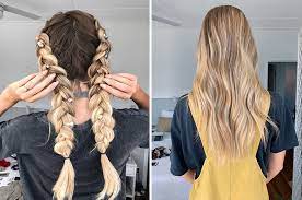 Colorful french braids for more beauty. 3 Braided Hairstyles To Try With Halo Hair Extensions Sitting Pretty