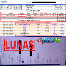 Bukti Pembayaran Lunas Bermain Di Nemo4d Periode Mainan Tanggal