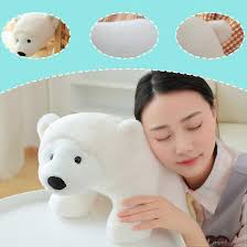 Lovely White Bear Plush Toy 19.6 Inch Ultra-Soft Stuffed Polar Bear Pillow  Realistic Ice Bear