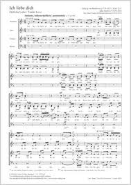 Ich liebe dich so wie du mich (zartliche liebe) (4 sheet music). Ludwig Van Beethoven Ich Liebe Dich Sheet Music Buy Choral Sheet Music