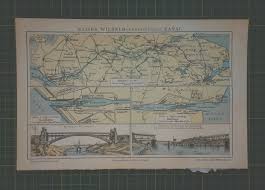 Terminal position on google maps. 1907 Vintage Kiel Canal Map