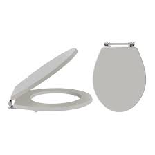 This hinge has a slight angle in the assembly to encourage the door to close, with a small soft plastic pad in the column at the point just before the door's bumpers make. Butler Rose Catherine Stone Grey Soft Closing Top Fix Toilet Seat Drench