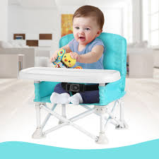 Image Baby Booster Seat With Tray Folding Portable High Chair Tip Free Design Straps To Kitchen Chairs For Baby Travel Eating Camping Beach Lawn Grandma S Portable High Chairs Travel High Chair Baby