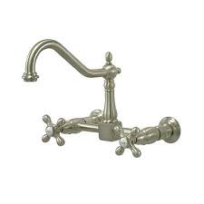 Buy products such as kritne wall mount faucet, household faucet, g1/2inch household kitchen single cold type water 360rotatable wall mount faucet faucet at walmart and save. Kingston Brass 8 Wall Mount Kitchen Faucet Satin Nickel Nbi Drainboard Sinks