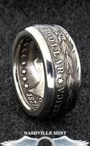 1879 Silver Morgan Dollar Coin Ring Wedding Band Wide Sizes Etsy Coin Ring Wedding Anniversary Rings Rings For Men