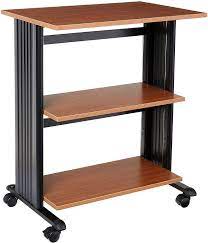 Storagethe safco scoot underdesk printer stand supports most desktop printers and small office machines and has room for office supplies such as paper, ink cartridges, envelops and more. Amazon Com Safco Products Muv Adjustable Printer Stand Medium Oak Swivel Wheels Two Adjustable Shelves Furniture Decor
