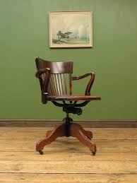 Antique Office Chair Leather Seat Oak Swivel Captains Chair W A Co Waco Artscrafts Antique Chairs For Sale Chair Antique Chairs
