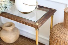40l x 24.25w x 18.125h many available #380. Vintage Gold Faux Bamboo Wicker Cane Console Table With Glass Top No 5 Shopgoldenpineapple