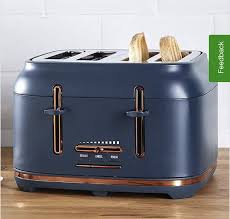 Dunelm 4 Slice Matt Navy Copper Toaster In 2020 Copper Kitchen Accessories Navy And Copper Blue Kitchen Accessories