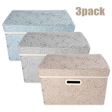 Covering boxes with leftover scraps of fabric or wallpaper from other decorating projects is an easy diy that makes your storage part of your decor. Collapsible Storage Bins With Lids Fabric Decorative Storage Boxes Cubes Organizer Containers Baskets 3 Pack Walmart Com Walmart Com