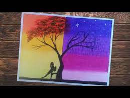 Teknik kolase adalah slah satu teknik membuat seni rupa 2 dimensi dan seni rupa 3 dimensi dengan cara memotong kertas dan ditempel di media, sehingga terbentuk lukisan yang abstrak. Cara Menggambar Dua Dimensi Dengan Crayon Gambar Siang Dan Malam Siluet Wanita Dan Pohon Youtube
