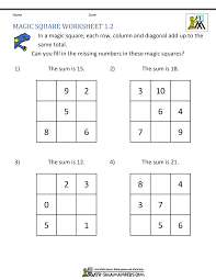 Magic Square Worksheets