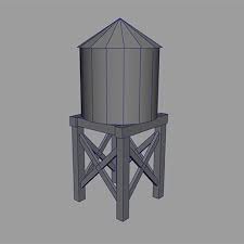 3d Model Of Wooden Water Tank Water Tank Tower Models Wooden