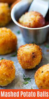 Super Crispy Mashed Potato Balls Recipe That Uses Up Leftover Mashed Potatoes These Mashed Potato Stuffed Potato Balls Mashed Potato Balls Potato Balls Recipe